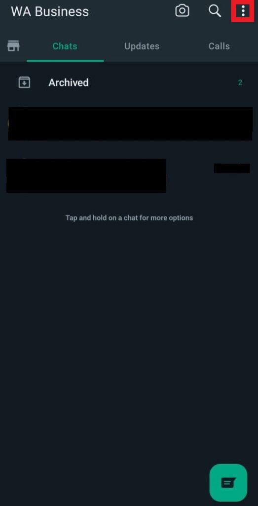 WhatsApp three-dot icon