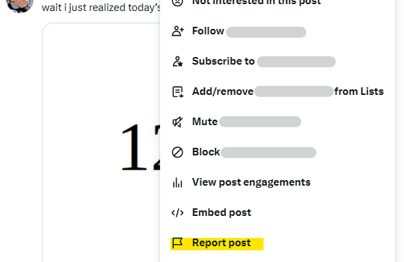 Report X/twitter post