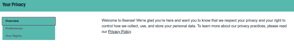 6sense Your Privacy overview