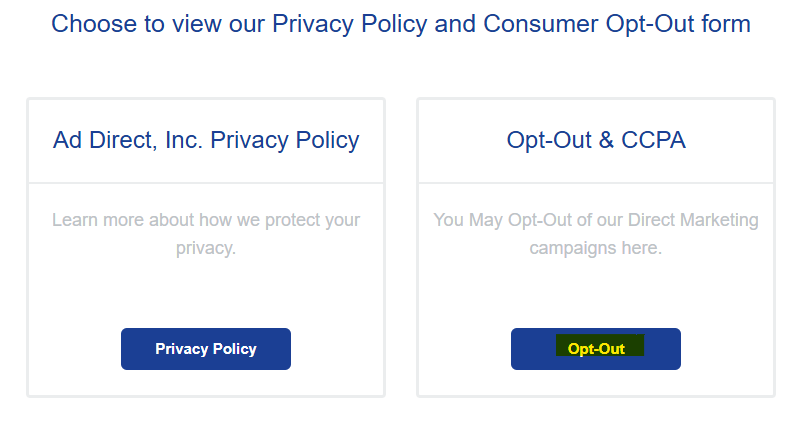 AdDirectInc opt out button