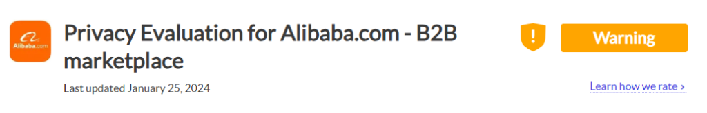 Alibaba Privacy Evaluation by the Common Sense Privacy Program 