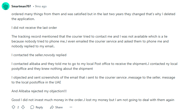 Redditor's experience with Alibaba