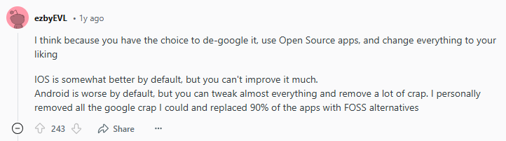 Android degoogle Reddit post 