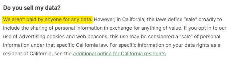 Information on whether BetterHelp sells your data