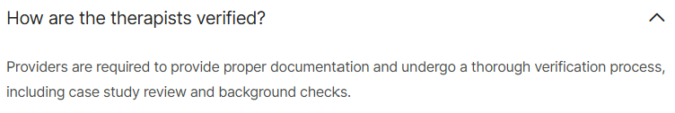 Information on how BetterHelp verifies its therapists