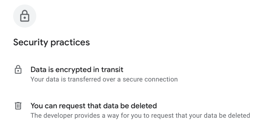 Cash App security practices according to their Google Play page