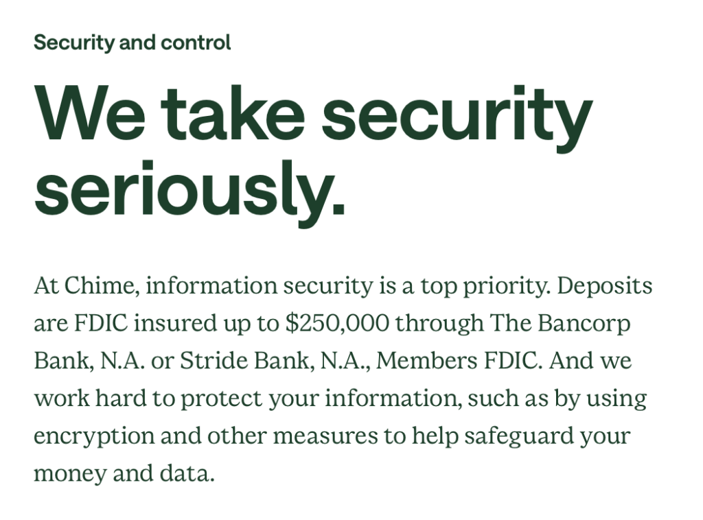 Chime "We take security seriously"