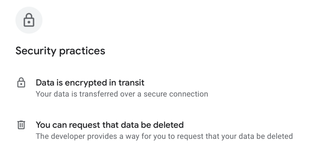 Chime security practices according to its Google Play page