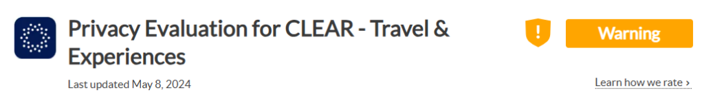 Common Sense Privacy Program Clear rating (Warning) 