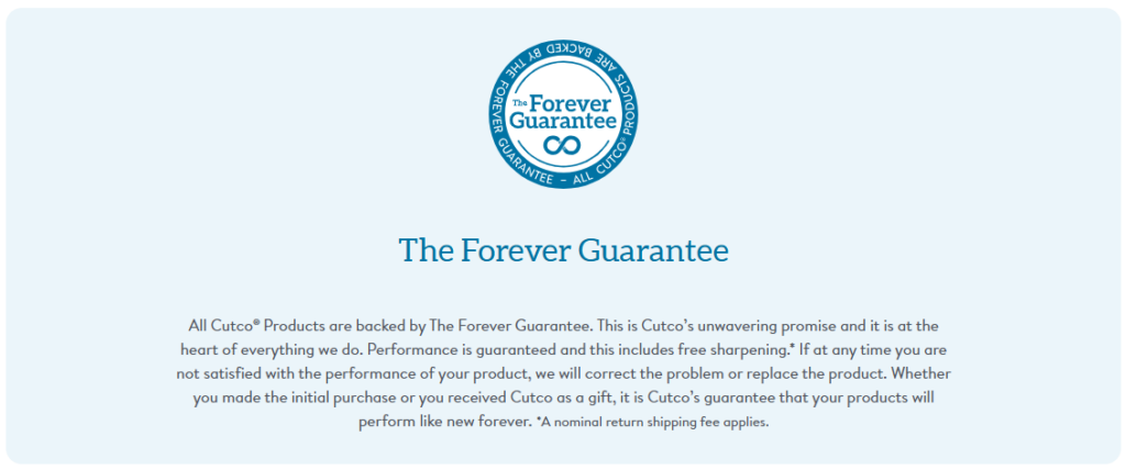 Cutco "The Forever Guarantee"