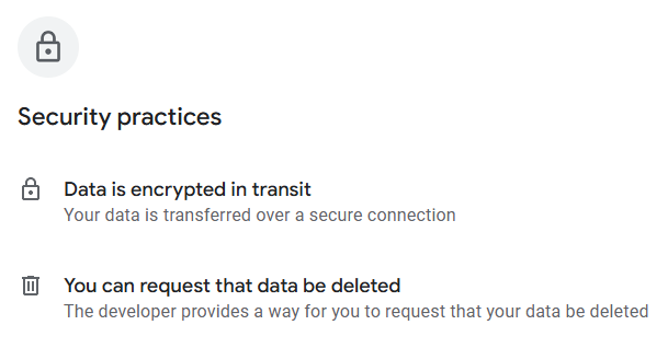Depop security practices according to Google Play