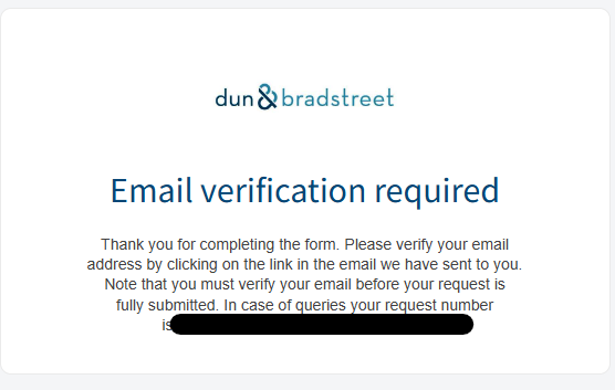 DNBUtility message to check your email 