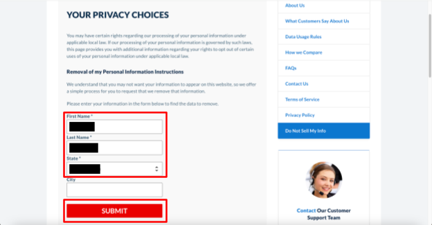 Infotracer opt out form