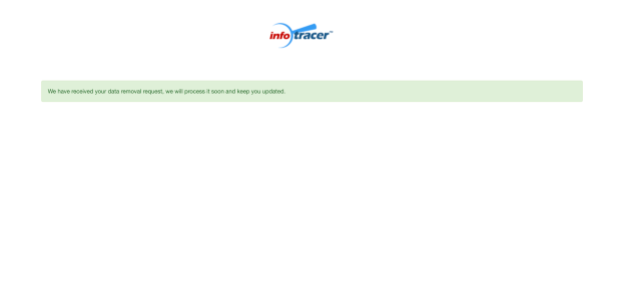 Infotracer opt out confirmation