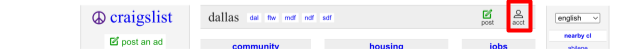Craigslist "acct" button