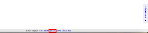 Craigslist footer and "privacy" link