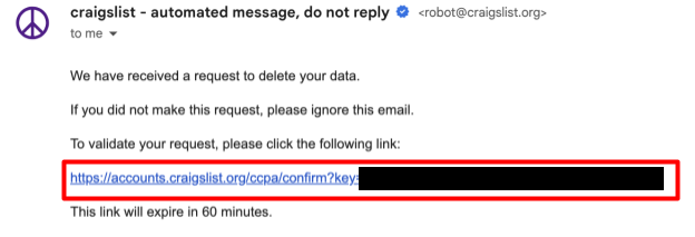 Craigslist email link