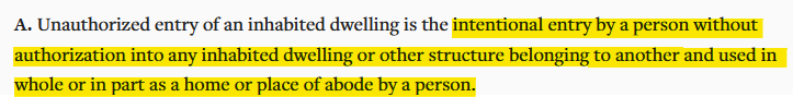 Louisiana unauthorized entry of an inhabited dwelling 
