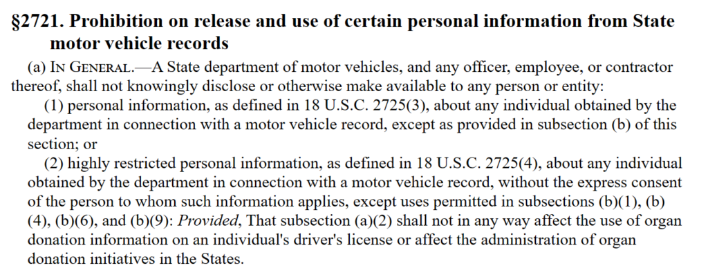 The Driver’s Privacy Protection Act