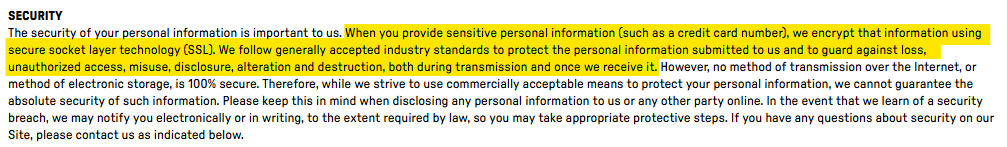 Information on Fabletics security