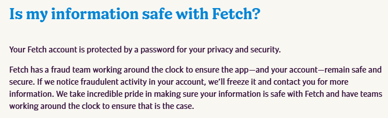 "Is my information safe with Fetch?" 