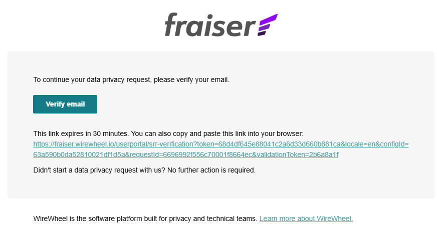 Fraiser email verification