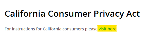 GiantPartners CCPA opt out link