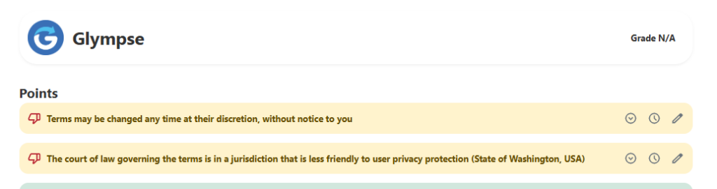 Glympse Terms of Service; Didn't Read