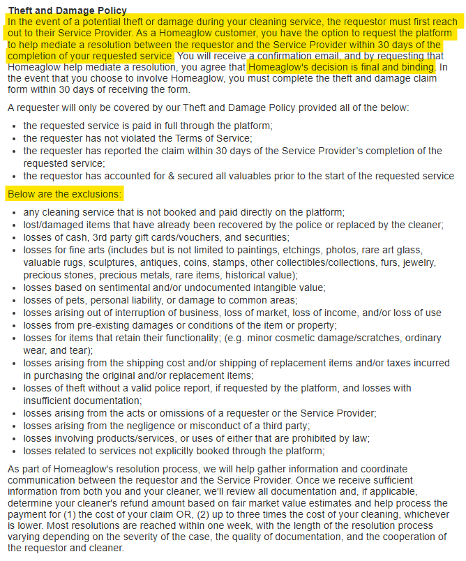 Homeaglow Theft and Damage Policy