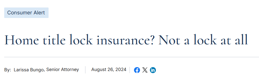 Home Title Lock insurance consumer alert from the Federal Trade Commission