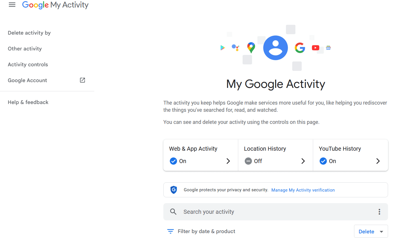 My Google Activity page