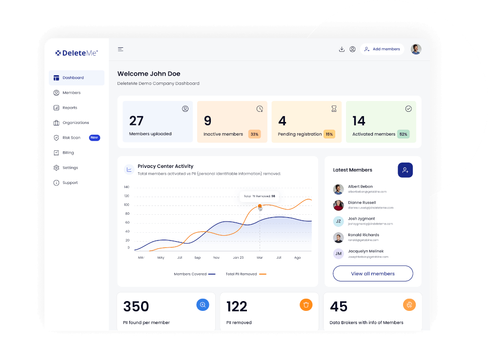 DeleteMe Dashboard