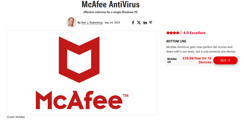 McAfee antivirus review by PCMag