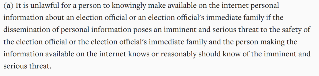 Colorado doxxing law - election officials