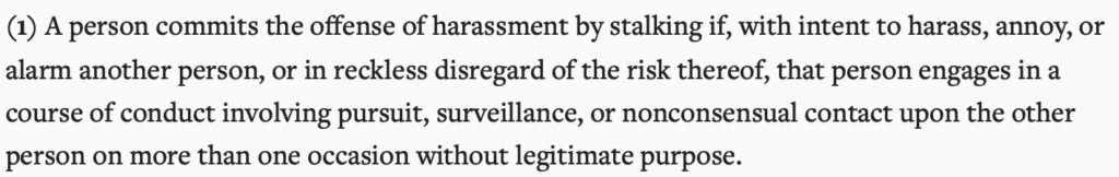 Hawaii harassment by stalking 