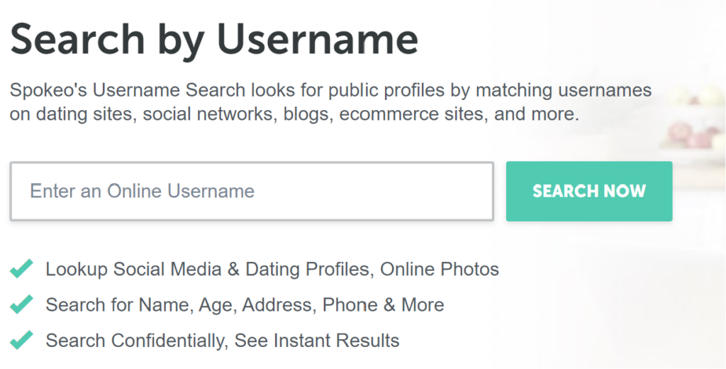 Data broker username search