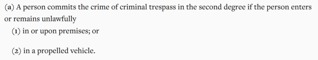 Alaska criminal trespass law - Alaska Stat. § 11.46.330