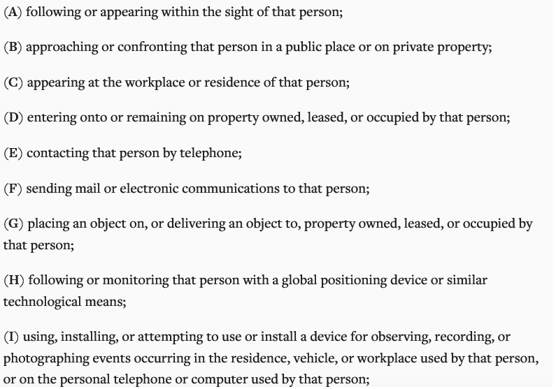Alaska stalking law - Alaska Stat. § 11.41.270