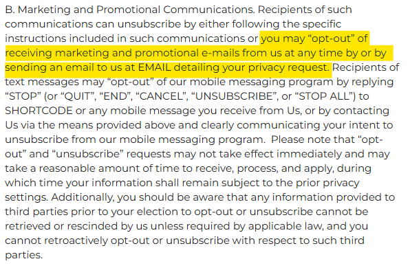 Make America Great Again privacy policy - marketing and promotional communications