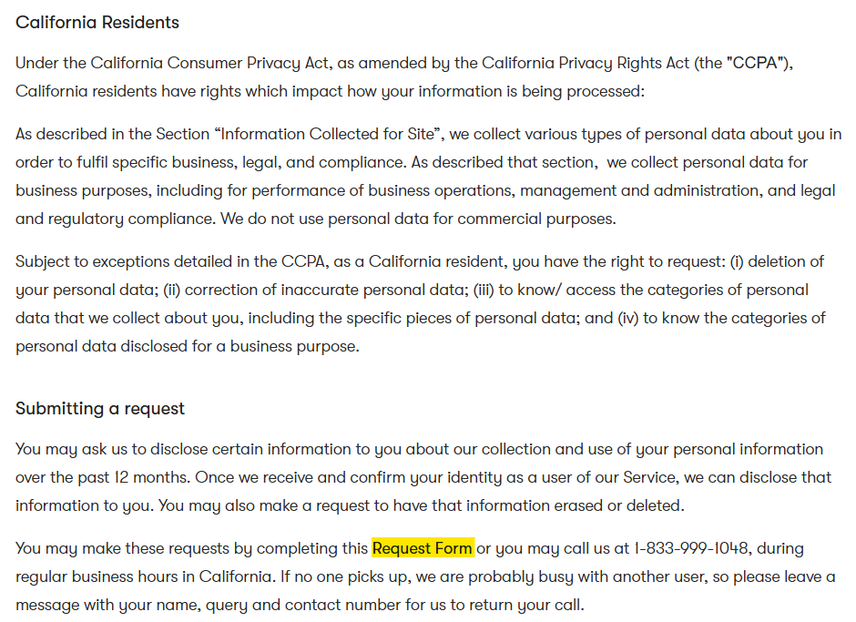 Meltwater information for California residents and link to request form