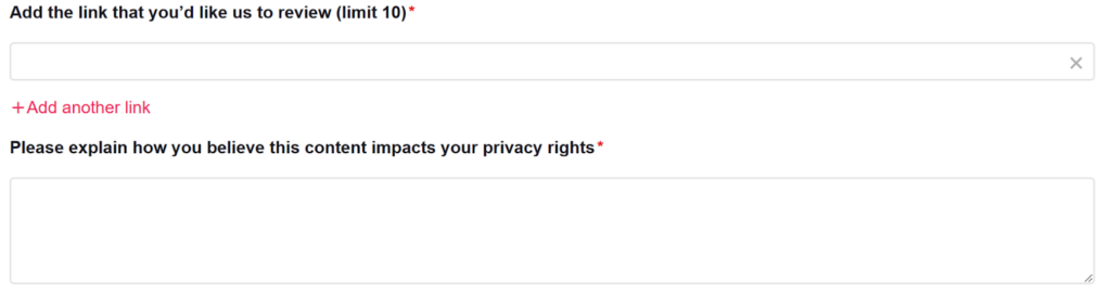 TikTok US privacy web form - links to doxxing content