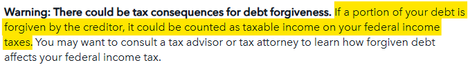 Warning: There could be tax consequences for debt forgiveness