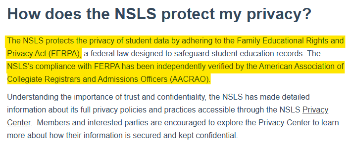 Information on how the NSLS protects your privacy