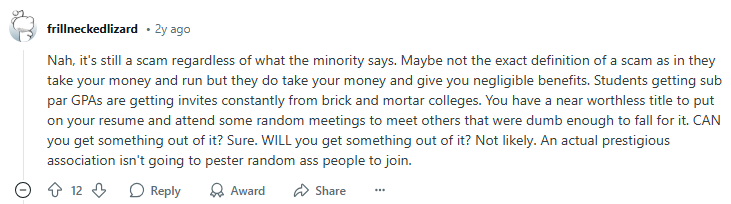 Reddit post about NSLS being a scam