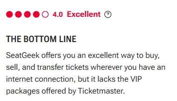SeatGeek PCMag rating ("Excellent")