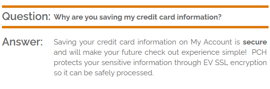 Why PCH saves credit card info