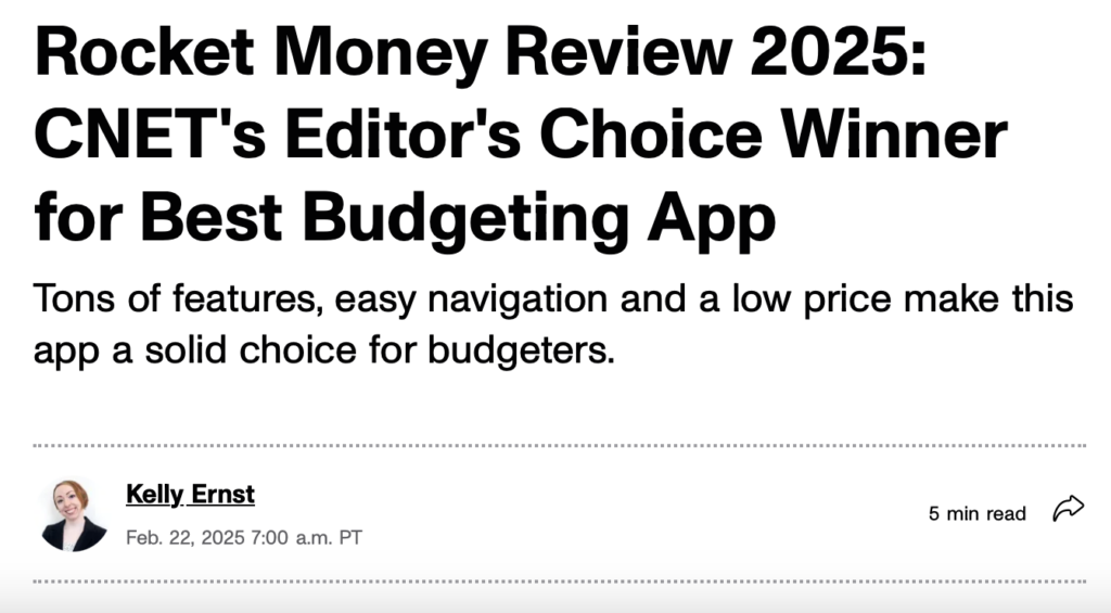 "Rocket Money Review 2025: CNET's Editor's Choice Winner for Best Budgeting App"