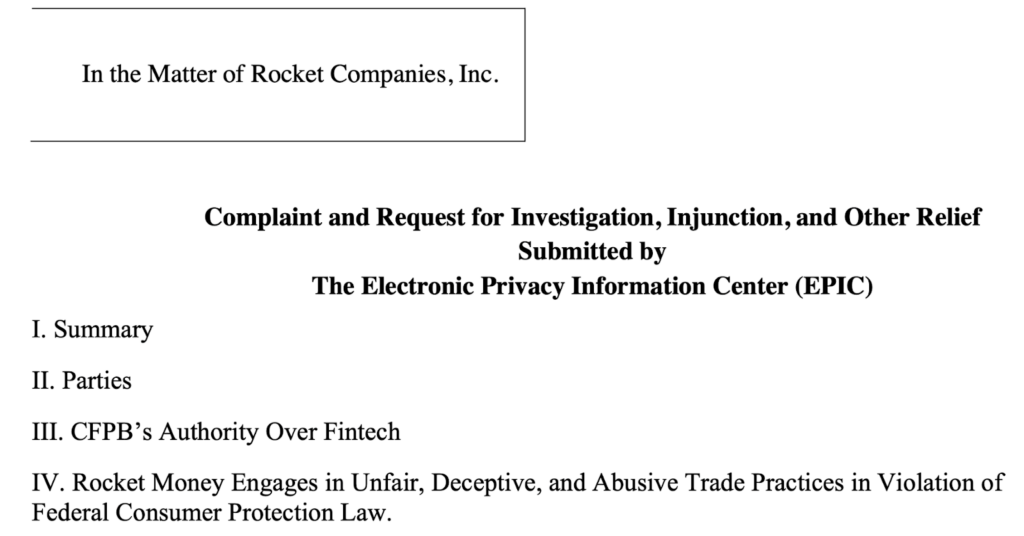 EPIC complaint against Rocket Money