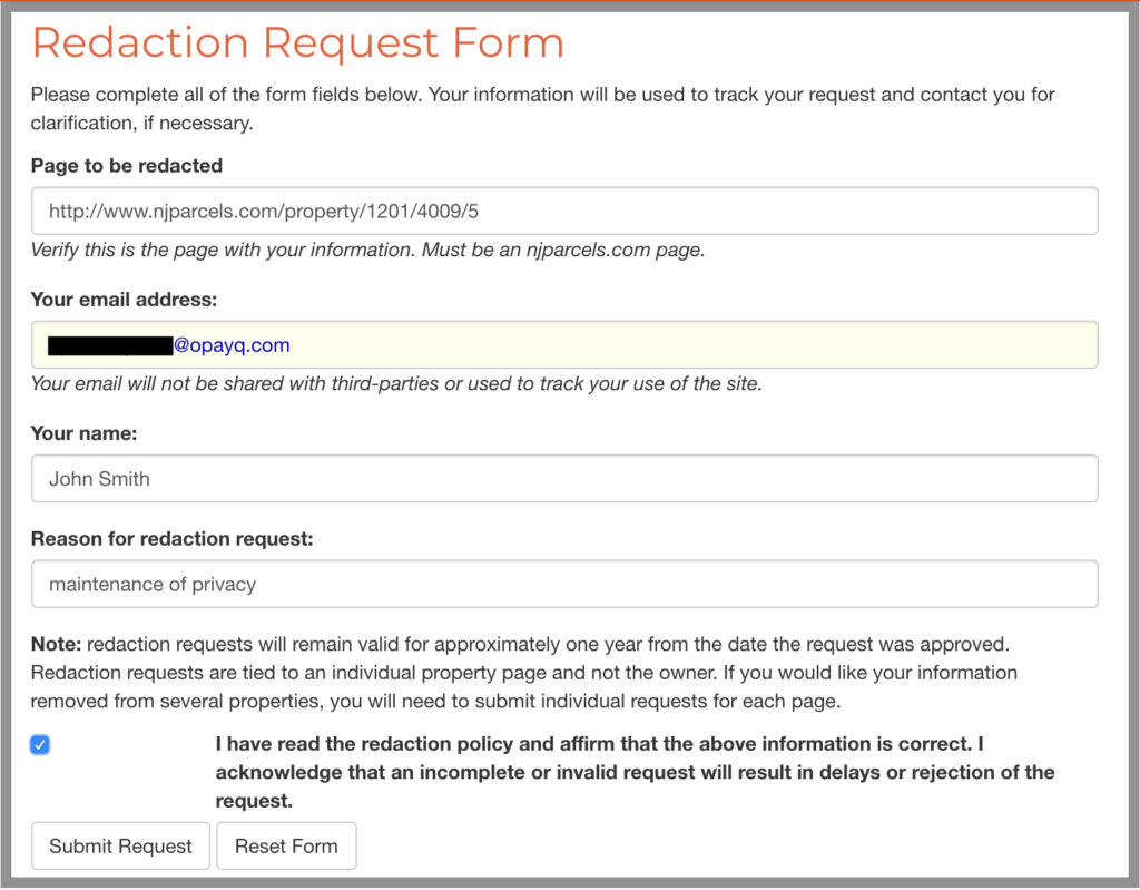 remove yourself from nj parcels opt out removal