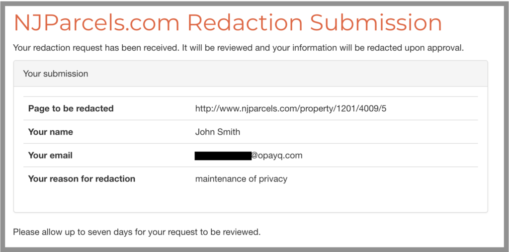 remove yourself from nj parcels opt out removal